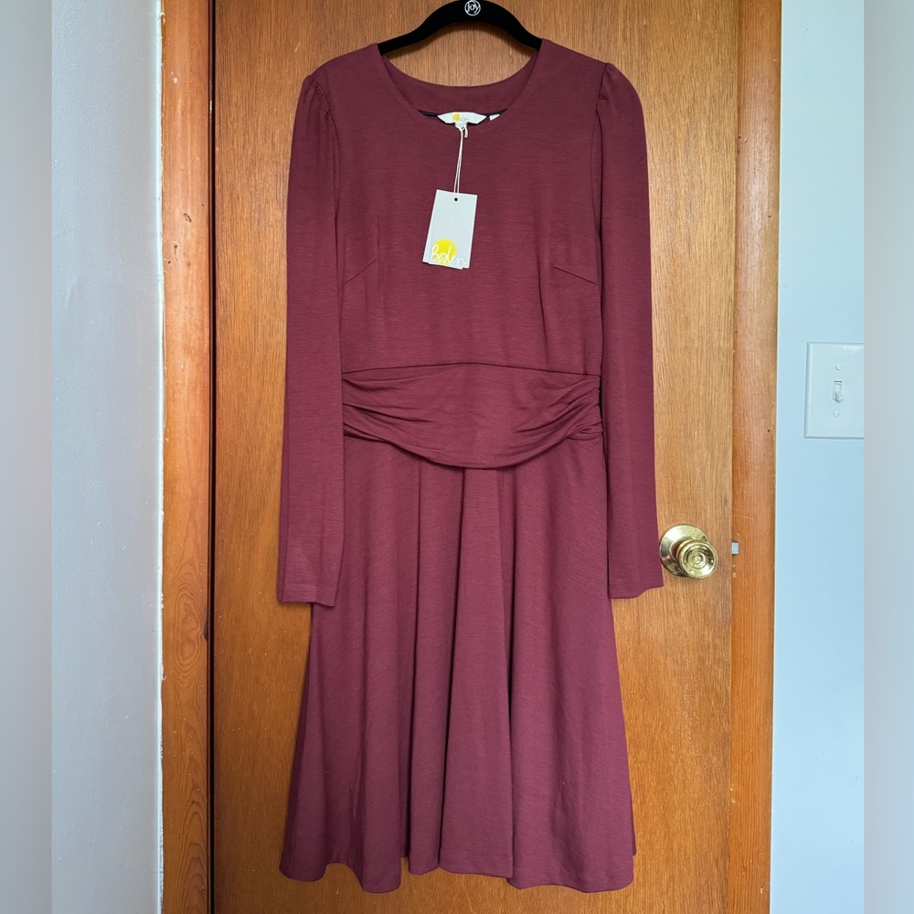 Boden Maroon Long Sleeve Dress